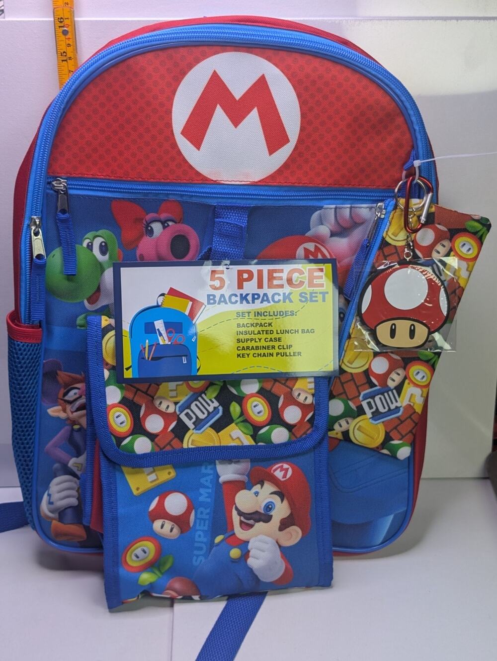 SUPER MARIO 5-piece Backpack With Lunch Set (backpack, lunch bag, pencil bag +)